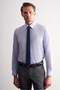 Men's Blue Long Sleeve Hard Collar Cotton Slim Fit Shirt 1004240008 - 2