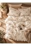 Ruffled Cotton Double Duvet Cover Set with Ornamental Overlock (Baklava)