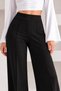 Women's Black High Waist Recovery Front Ribbed Wide Fit Wide Leg Modal Fabric Leggings Pants - 6