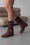 Nashira Gala Women's Heeled Short Boots 0012134 Brown Suede