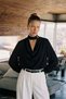 Plunging Neck Blouse - Black