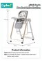 Baby High Chair For Toddlers, Convertible Toddler Dining Chair with Rocking Chair, Adjustable Baby Feeding Chair with Removable Double Tray, Wheels, 5 Point Safety Belt, PU Cushion, for Infants and To - 8