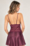Women's Satin Nightgown with Plum Lace Detail - Stylish Design with Thin Straps - 2