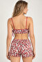 Women's Floral Patterned Satin Shorts Pajama Set - Strap Bralet Model Stylish Home Wear Set - 5