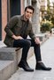 Men's Black Zippered Genuine Leather Classic Boots - 4