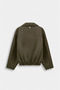Textured Khaki Leather Jacket - 5