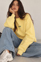 Women's Oversize Sweatshirt Amor Printed Yellow with Fringe – Crew Neck, 3 Thread Fringe - 2