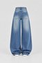 Women's High Waist Washed Wide Leg Jean Trousers - 3