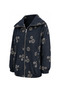 Women's Floral Patterned Zippered Oversize Jean Bomber Jacket 3247 Navy Blue - Premium Series - 3