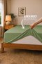Premium Jersey Olive Green Fitted 100% Cotton Combed Single/Double Elastic Bed Sheet - 4