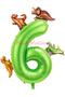 Dinosaur Concept Green Number 6 Years Old Balloon Green Color Dinosaur Age Balloon Flying Helium Number Balloon - 2