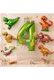 Dinosaur Concept Green Number 4 Years Old Balloon Green Color Dinosaur Age Balloon Flying Helium Number Balloon