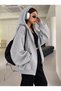 Women's Grimelange Balloon Sleeve Cardigan Hooded Full Zipper Pocket 100% Cotton Winter - 3