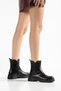 Gemma Women's Black Shiny Leather Buckle Elastic Boots