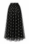 Black Lined Chiffon Polka Dot Skirt - 2Y261028 - 2
