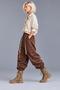 Bohem Style Vintage Washed Burgundy Loose Pants - 2