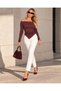 Kayık Yaka Triangle Combed Cotton Blouse - 3