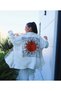 Monk Bohem Style Wooden Pattern Printed Linen Kimono / Short - 3