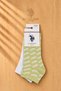 2 Pack Men's Booties Socks Light Green White Patterned Cotton