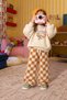 Bon Appetit Printed Checkered Girls' 2-Piece Set - Cream - 2