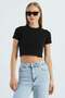 Basic Crew Neck Crop T-Shirt - 3