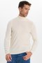Men's Full Turtleneck Front Patterned Cream Color Knitwear Sweater - 6