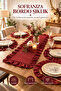 7 Piece Ruffled Burgundy Table Presentation Set – 6 Pieces Placemats + 1 Piece Runner – 40X110 cm - 2