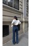 Women's Dark Blue Washed Wide Leg Long Lycra Jean Denim Trousers Jessi̇ca-Kymavi̇ - 5