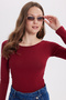 Women's Slim Fit Slim Fit Long Sleeve Viscose Burgundy Blouse - 2