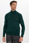 Men's Slim Fit Full-Top Collar Solid Wool Green Knitwear Sweater