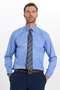 Men's Slim Fit Non-Iron Cotton Long Sleeve Tie Collar Blue Shirt - 5