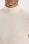 Men's Full Turtleneck Front Patterned Cream Color Knitwear Sweater - 8