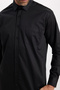 Classic Fit Long Sleeve Cotton Satin Men's Black Shirt - 6