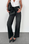 Anthracite Women's Wide Leg Jean High Waist Lycra Stretch Denim Pants Jessi̇ca-2046 - 8