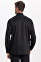 Classic Fit Long Sleeve Cotton Satin Men's Black Shirt - 8
