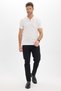 Men's Slim Fit 100% Cotton Knitted Knitwear Zippered White Polo Collar T-Shirt - 2