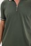 Men's slim fit 100% cotton short sleeve green polo shirt with half-zip detail - 9