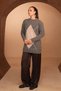 Women's Crew Neck Diamond Patterned Oversize Jazz Yarn Knitwear Sweater 8437 Gray - 5