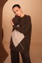 Women's crew neck diamond pattern oversized jazz yarn knit sweater 8437 brown - 4