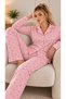 Cotton Buttoned Double Milan Pajama Set Pink Round Patterned - 5