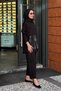 Laser Cut Leather Detailed Double Suit with Side Pockets - 5