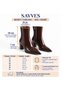 Women's Patent Leather Brown Pointed Toe Thick Heeled Zippered Stylish Daily Boots - 2