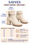 Women's Beige Thick Heeled Zippered Stylish Boots with Rope Detail - 2