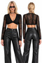 V-Neck Lace Detailed Black Crop