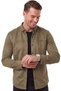 Men's Regular Fit Anti-Pilling Anti-Wrinkle Khaki Suede Shirt – with Lycra Snap Buttons 2500556 - 3