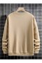 3 İplik Japan Waves Sweatshirt - Beige Printed Oversize Crew Neck - 2