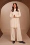 Women's Embossed Geometric Knitted Patterned Hijab 2-Piece Knitwear Set 8567 Ecru - 6