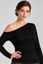 Soft Viscose Fabric Wide Boat Neck Long Sleeve Blouse
