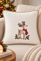 40 X 40 cm with Piping Around - New Year's Embroidered Plush Throw Pillow - 2 Pieces - 2