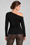 Soft Viscose Fabric Wide Boat Neck Long Sleeve Blouse - 4